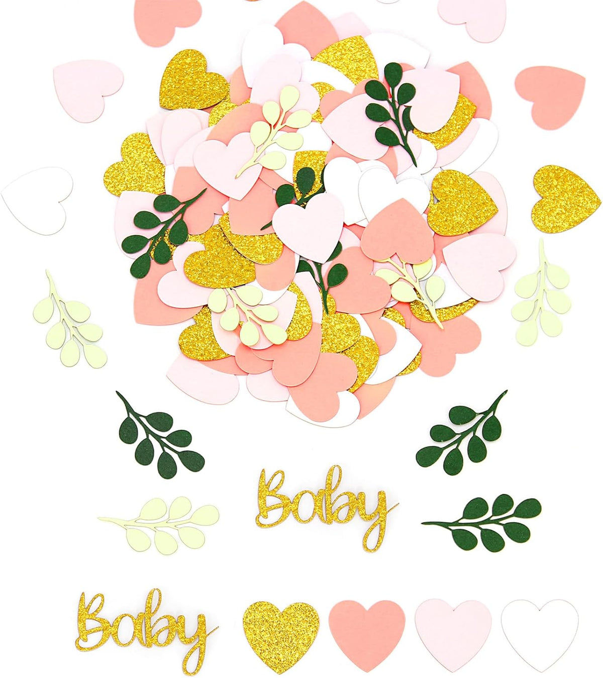 200PC Greenery Baby Shower Confetti Pink and Sage Green Baby Shower Decorations for Girl Eucalyptus