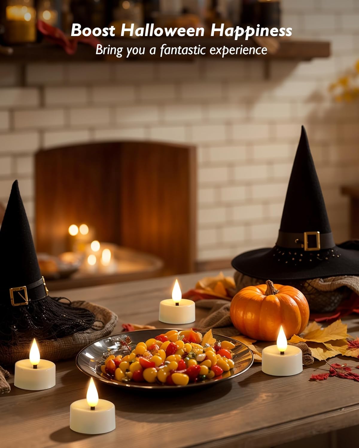 Amagic Flameless Timer Remote Tealights Candles, 3D Black Wick Flickering Tea Lights, 400+Hour