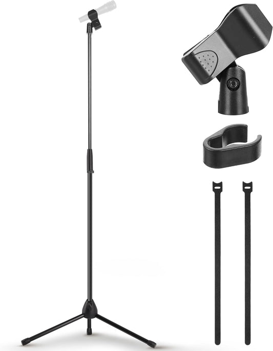 Pyle Tripod Microphone Stand, Height Adjustable from 39.37" to 66.14'', Mic Stand for Floor, Sturdy