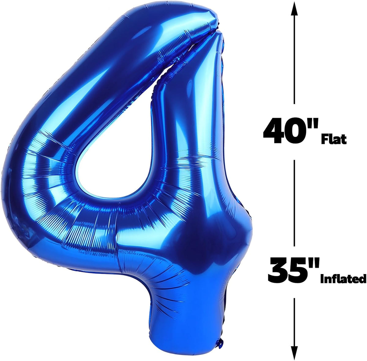 40 Inch Navy Blue Large Number 4 Birthday Balloon, Giant Number Four 14 24 34 40 44 Balloons, Foil