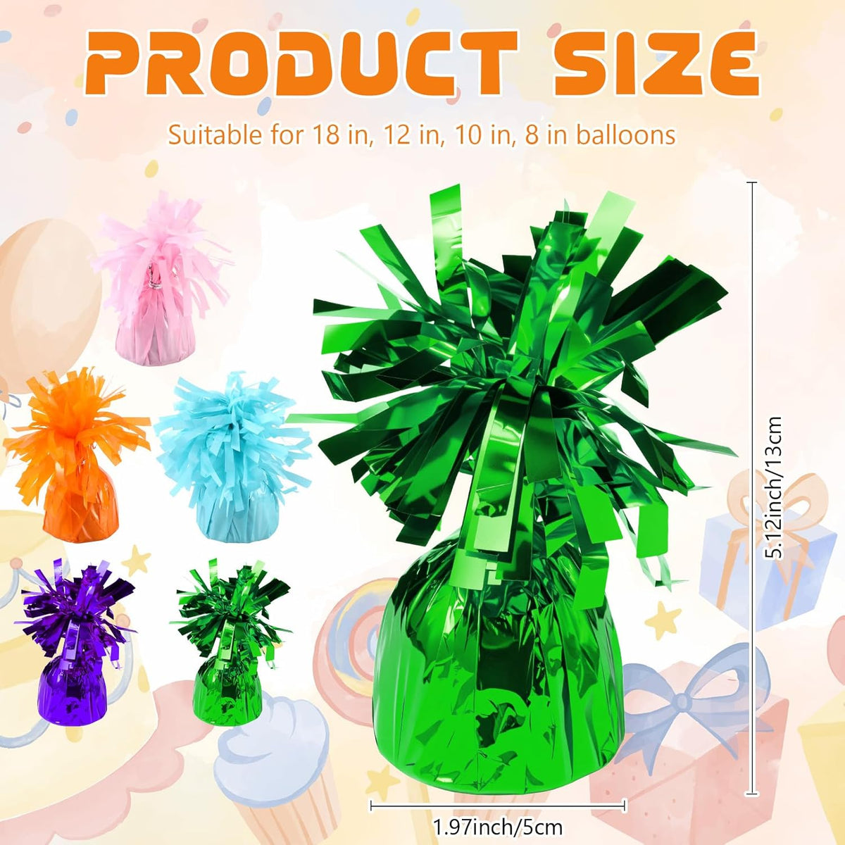 6 Pack Green Balloon Weights Metallic Holder Anchors Balloon Holder Weights for for Birthday 2025