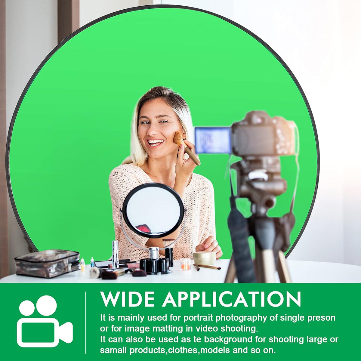 Portable Green Screen Chair, 57 in Greenscreen Backdrop with Stand Double Sided Foldable Green