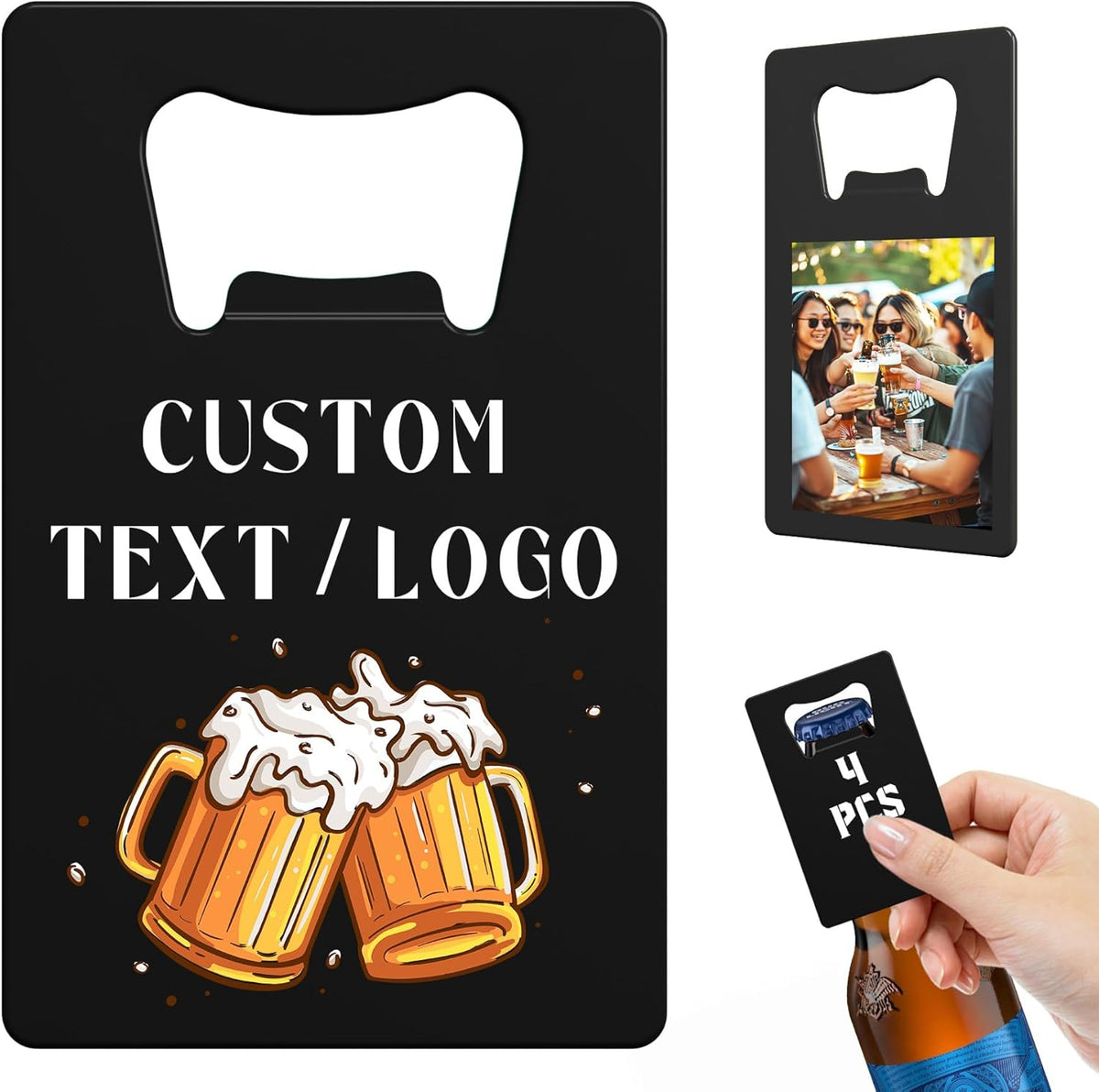Custom Bottle Opener, 4-80PCS Stainless Steel Beer Can Opener, Double-Sided Full Color Print