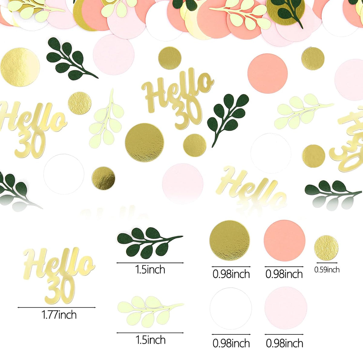 300PC 30TH Birthday Confetti for Table Pink and Sage Green Happy 30TH Birthday Decorations for Her