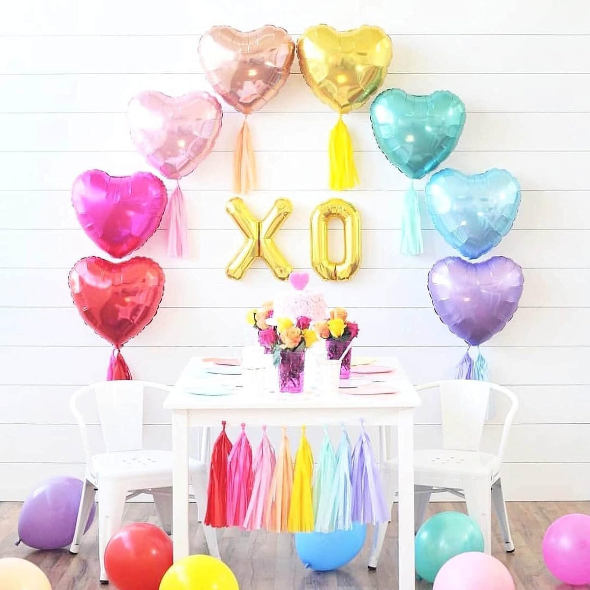 10pcs Pearl Purple Heart Balloons - 18 Inch Mylar Balloons for Baby Shower, Wedding, Valentine's