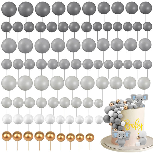 108 Pcs Balls Cake Topper DIY Cupcake Insert Foam Balloons for Cake Baking Wedding Anniversary