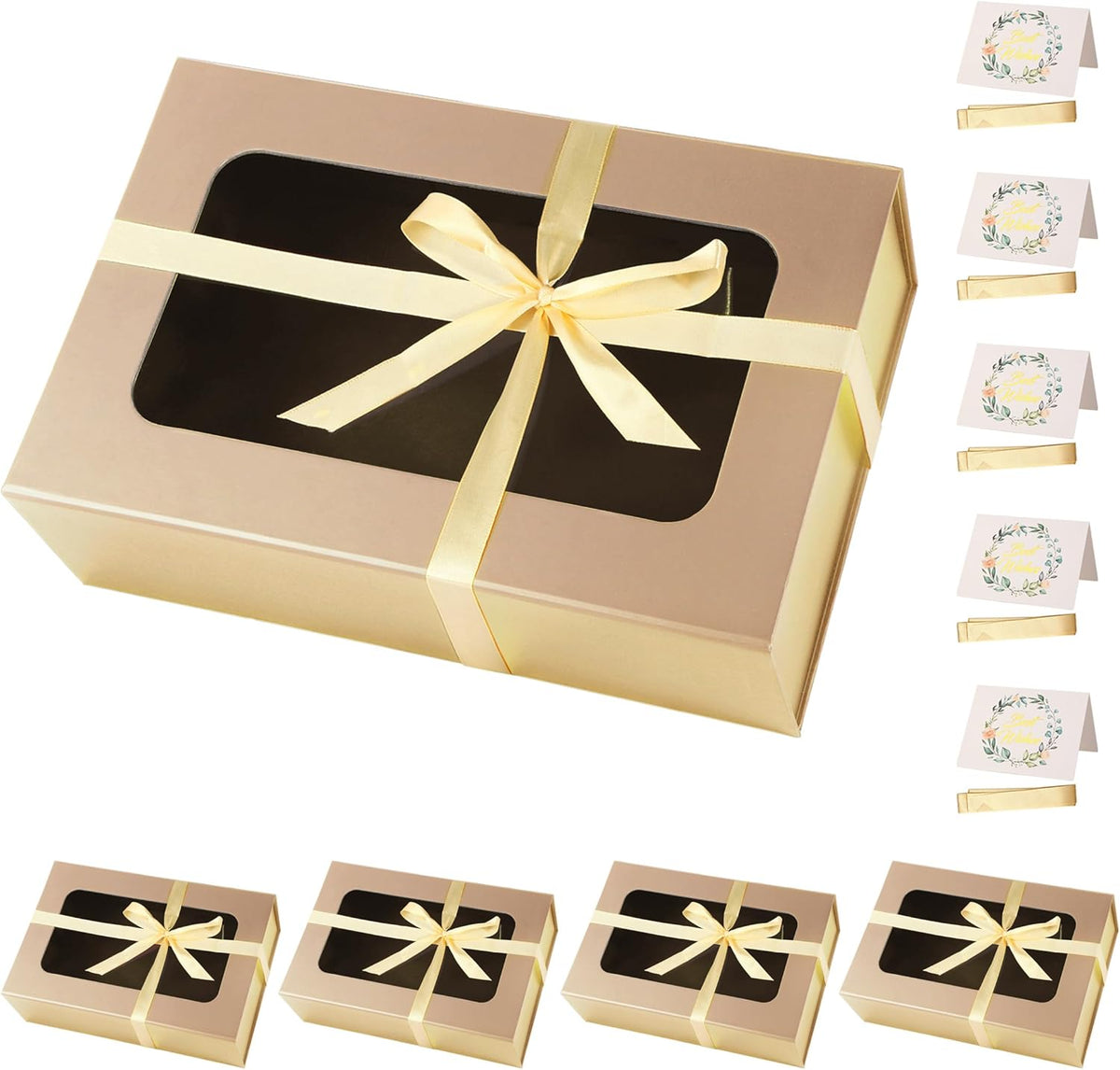 Rose Gold Large Gift Boxes with Window, 13.5"x9"x4.3" Bridesmaid Boxe for Gift Giving,Birthday Gift