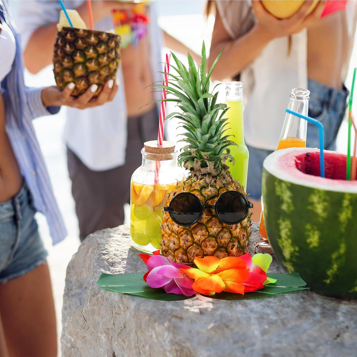 6 Sets Hawaiian Table Centerpieces Pineapple Luau Party Table Decorations Tropical Decor for Beach