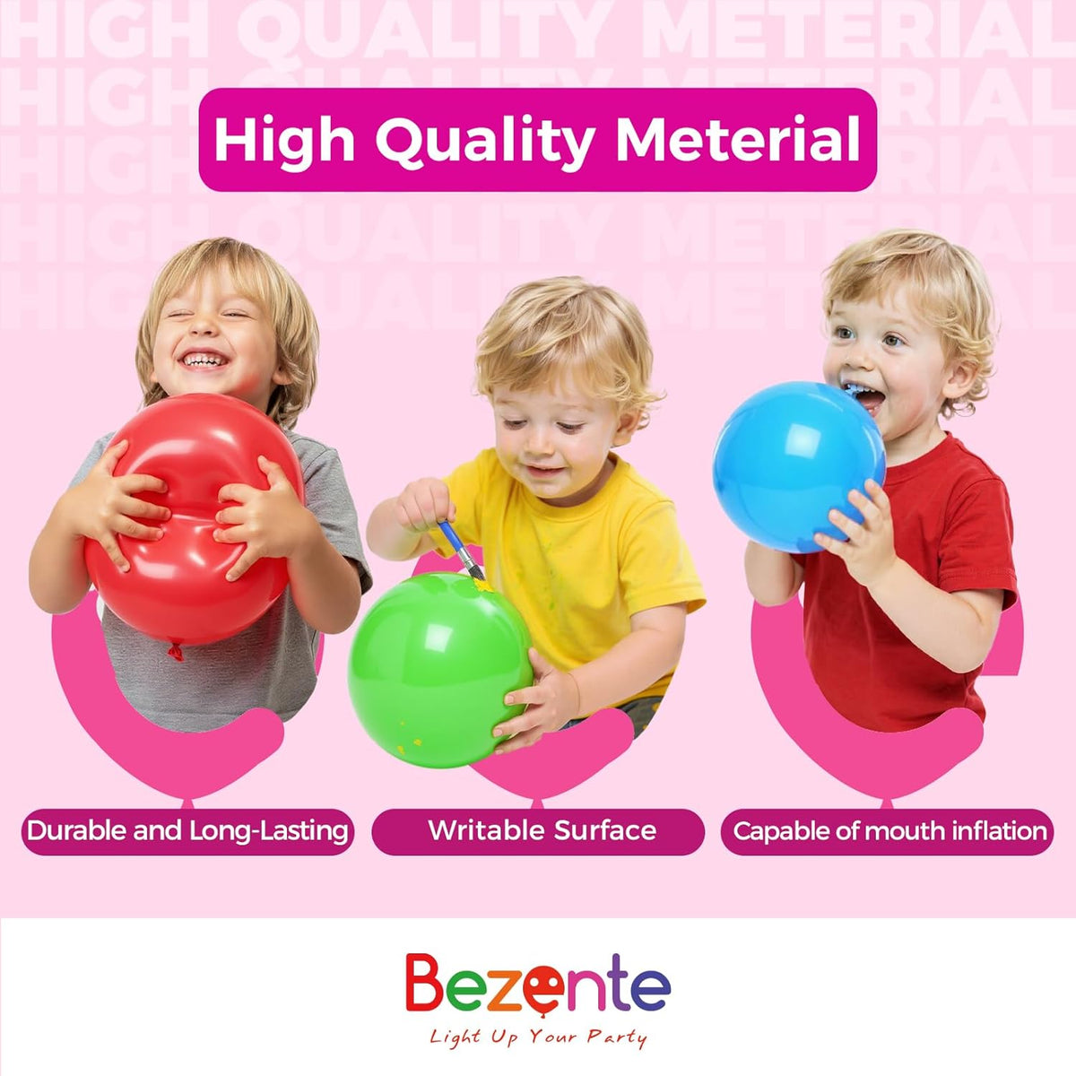 Bezente Black Balloons Latex Party Balloons - 100 Pack 12 inch Round Helium Balloons for Black