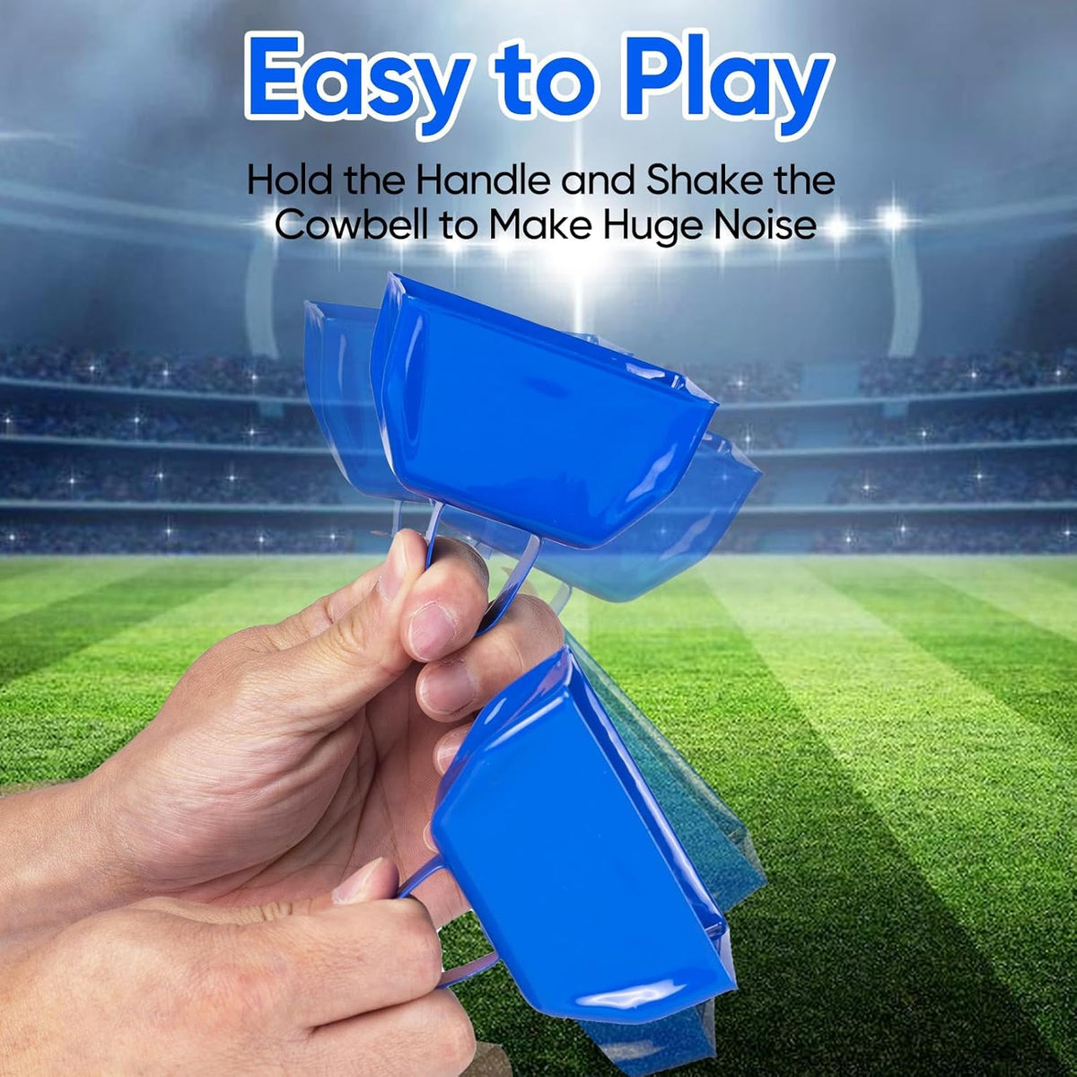 Cow Bells Noise Makers Blue Cheering Bell for Sporting Events: 12 Pcs Metal Cowbells with Handle