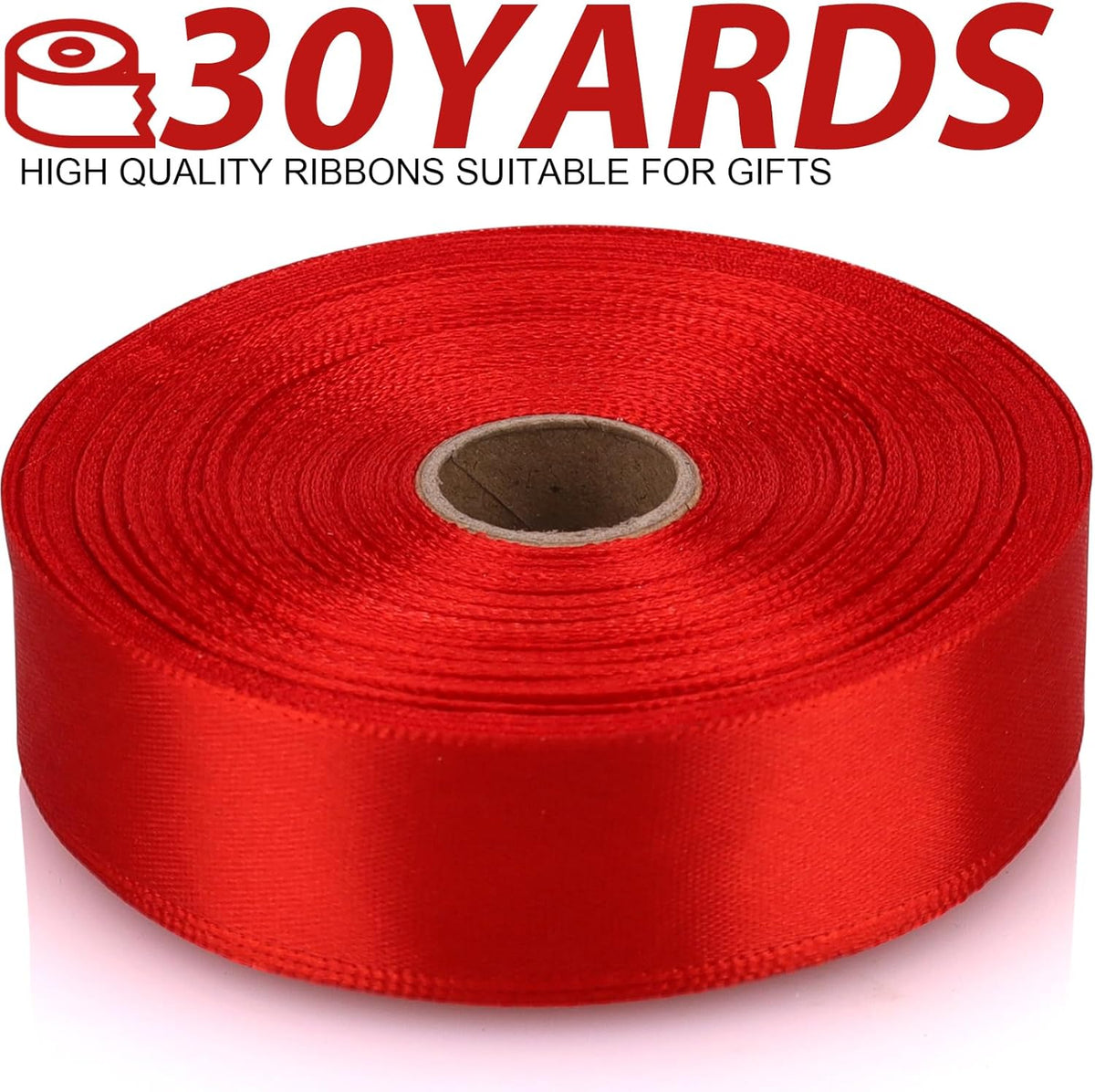 Red Satin Ribbon 7/8 Inch 30 Yards - Single Face Polyester for Handmade Roses, Gift Wrapping