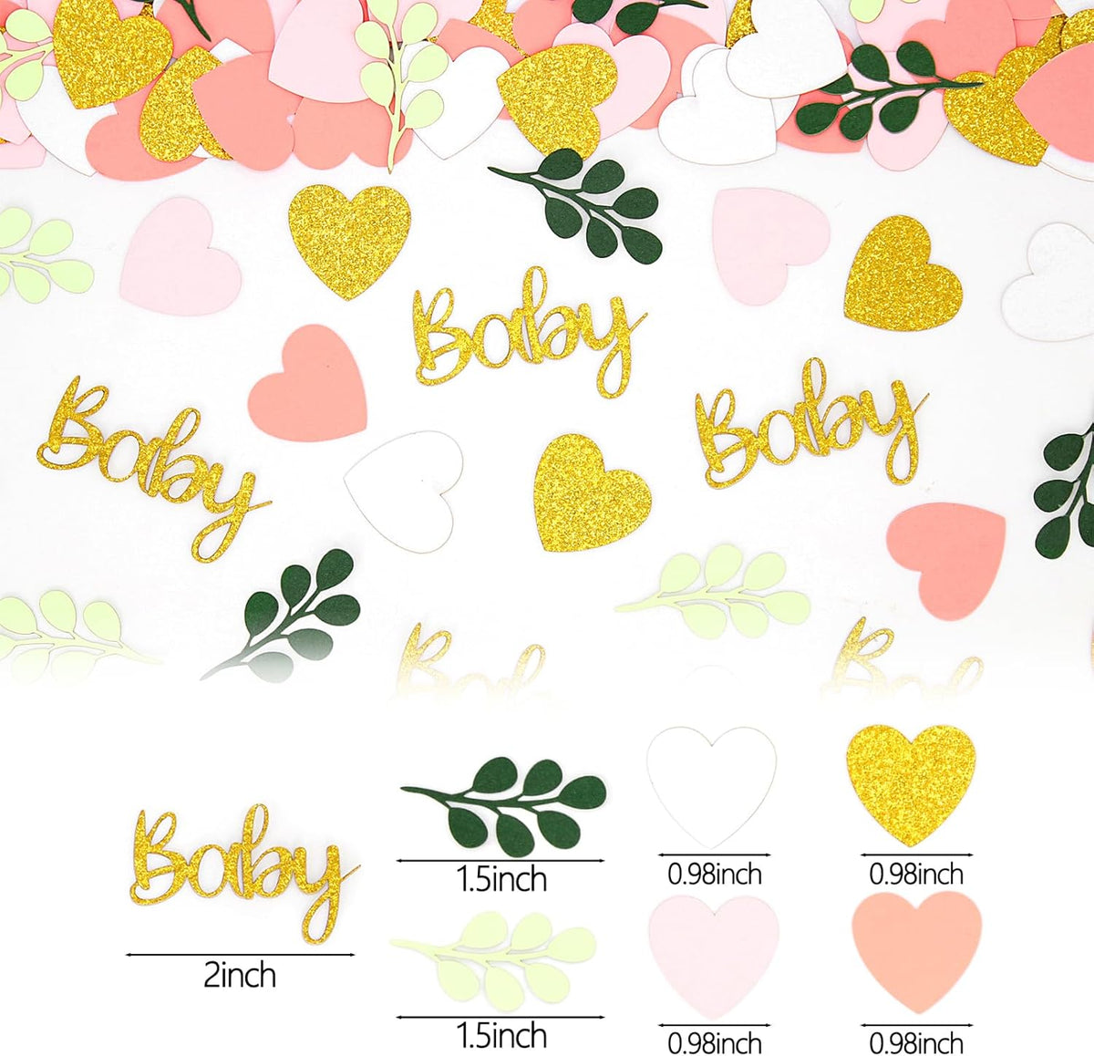 200PC Greenery Baby Shower Confetti Pink and Sage Green Baby Shower Decorations for Girl Eucalyptus