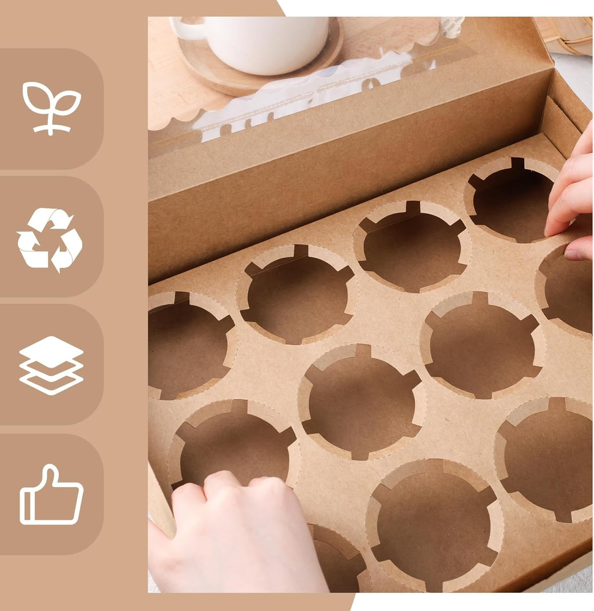 VGOODALL 6PCS Kraft Cupcake Containers, 12 Count with Window Boxes Holding 72 Pastry Box for