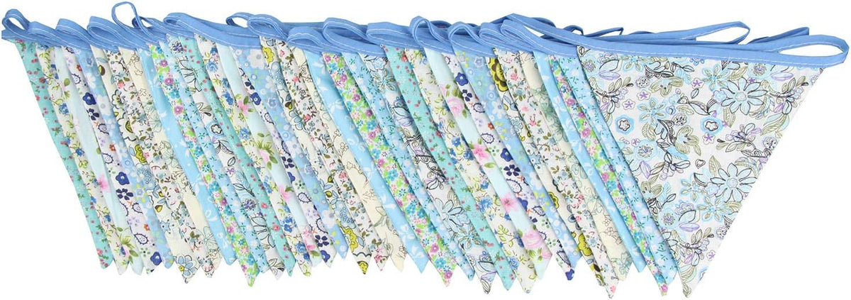 10M/32Ft Triangle Bunting Banner, 36 Pcs Cotton Fabric Flags Pennant Garlands for Birthday Party