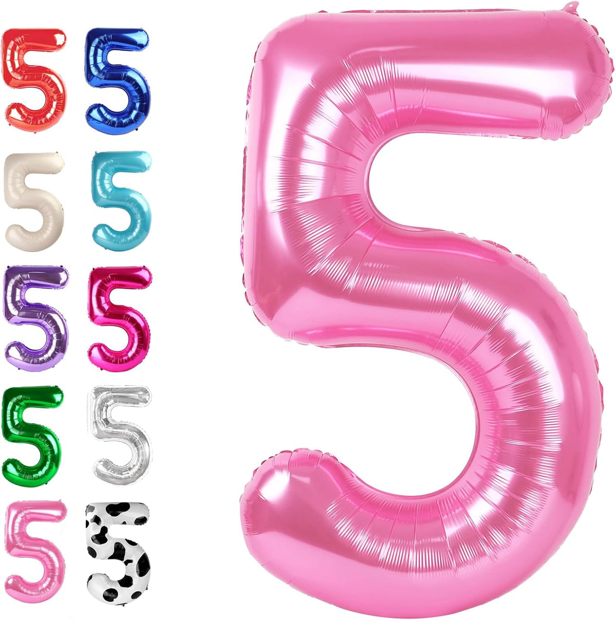 Pink 40 Inch Large Number 5 Birthday Balloon, Five 5th 15 25 35 50 55 Birthday Celebration
