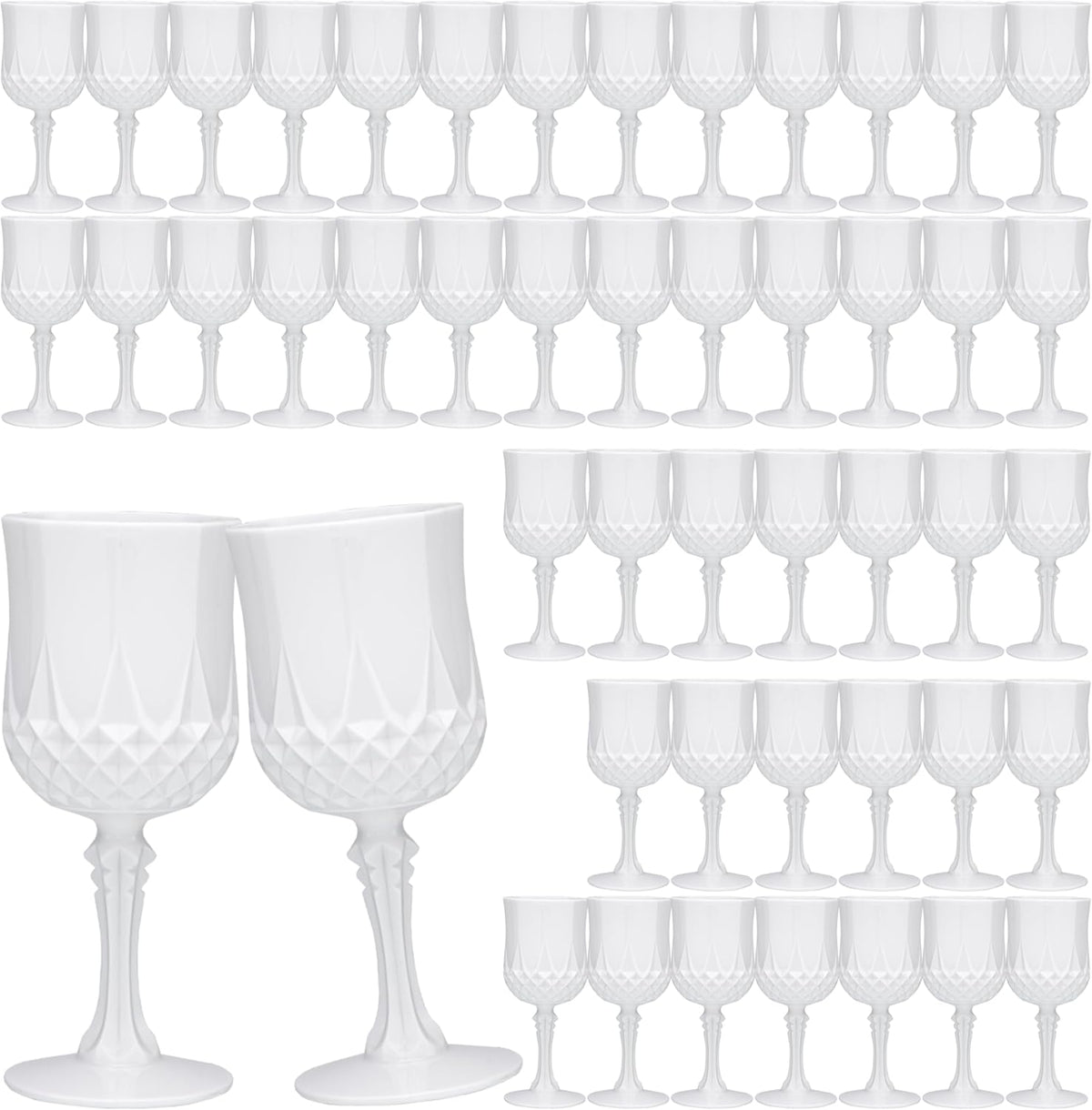 JLYLOL Plastic Vintage Wine Glasses 7OZ Plastic Goblets Vintage Drinking Glasses 48PCS Retro