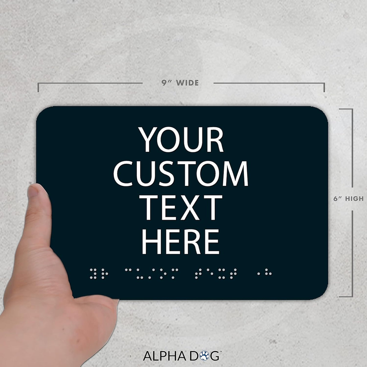 ALPHA DOG ADA SIGNS Custom ADA Compliant Braille Sign, 6"x9" Room Identification Plaque, Tactile