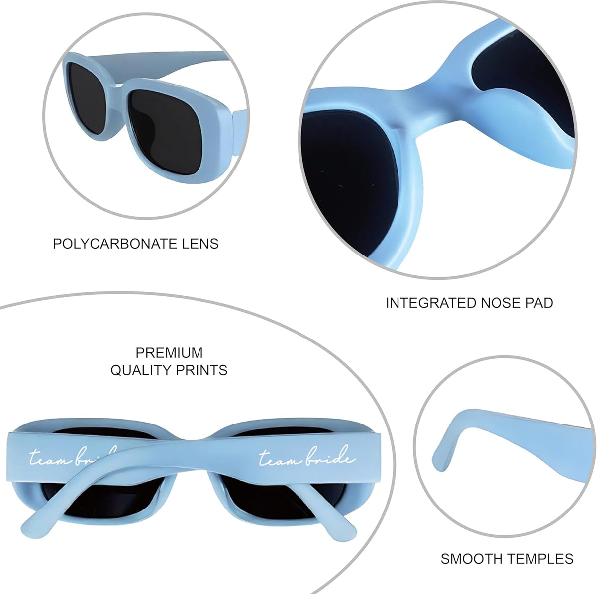 Bride Squad Bachelorette Party Favors 10 Pcs Team Bride Sunglasses Retro Rectangle Bridesmaid Gifts