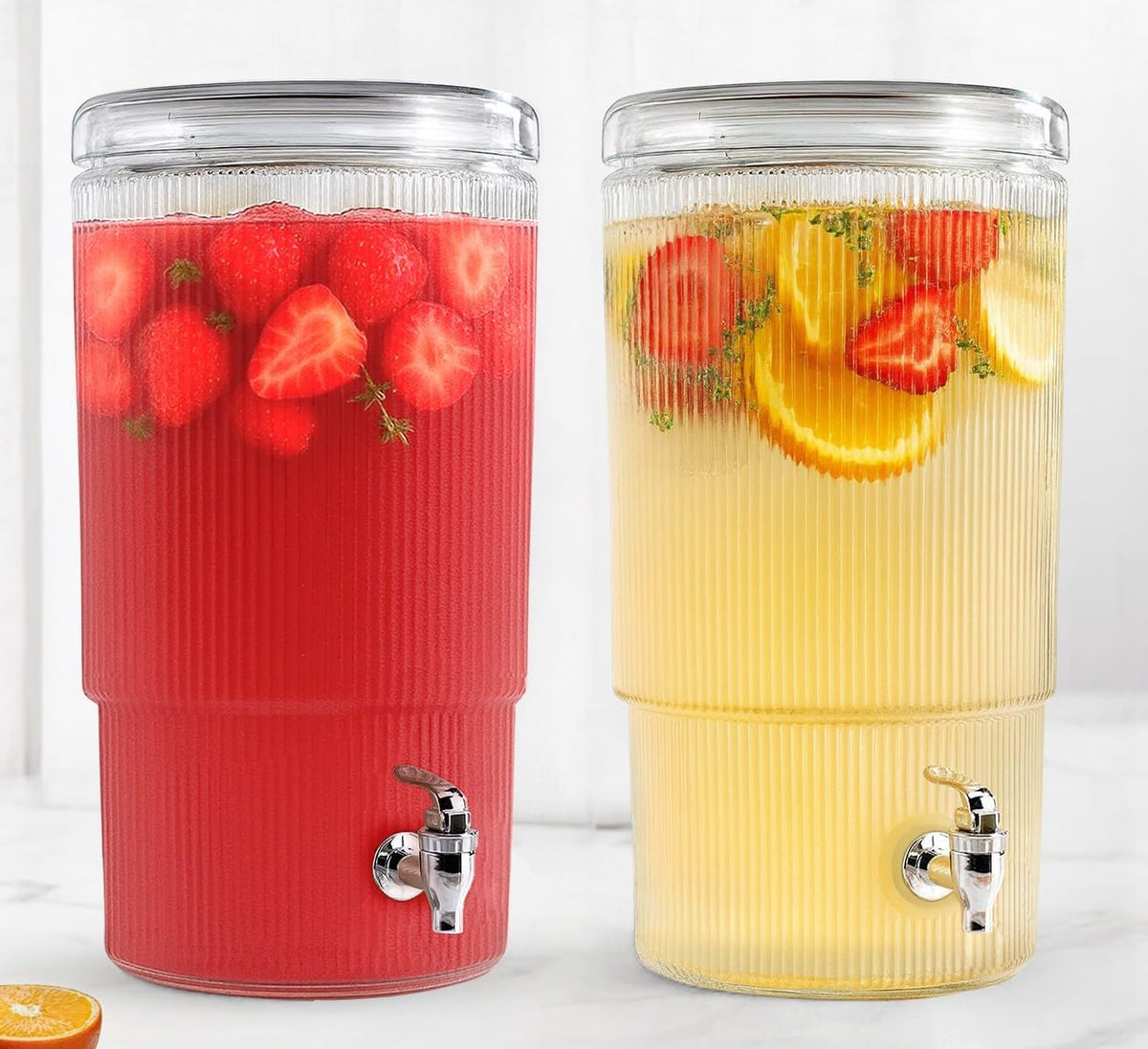 2-PACK Capri Drink Dispenser - Glass Beverage Dispenser, 100% Leakproof Spigot Perfect For Parties