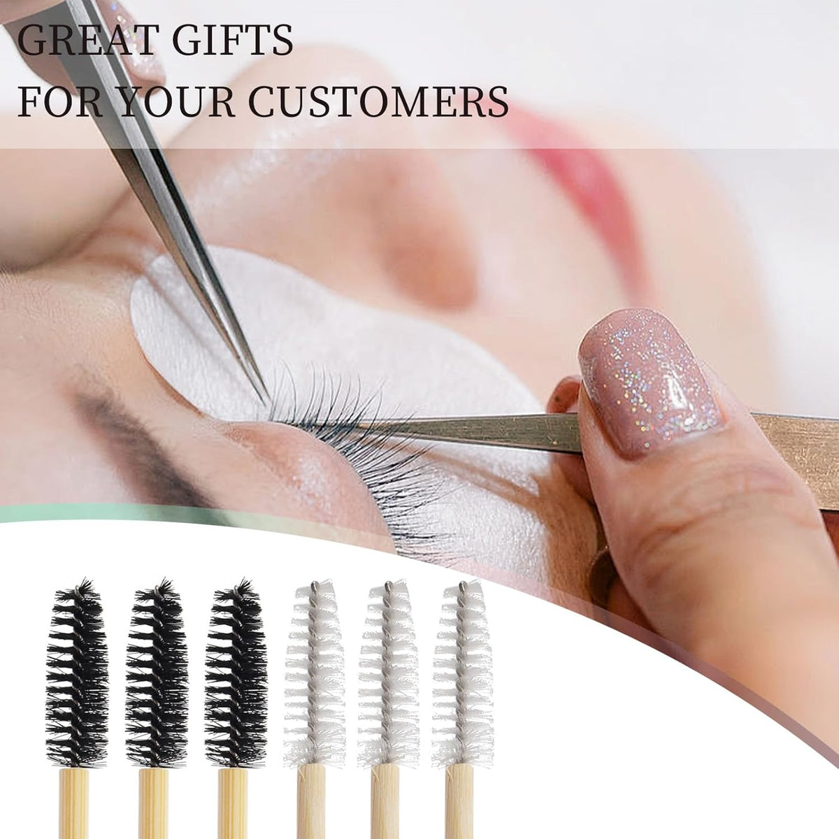 300PCS Disposable Mascara Wands Spoolie Brush Crystal Eyebrow Brushes Eyelash Extension Applicator