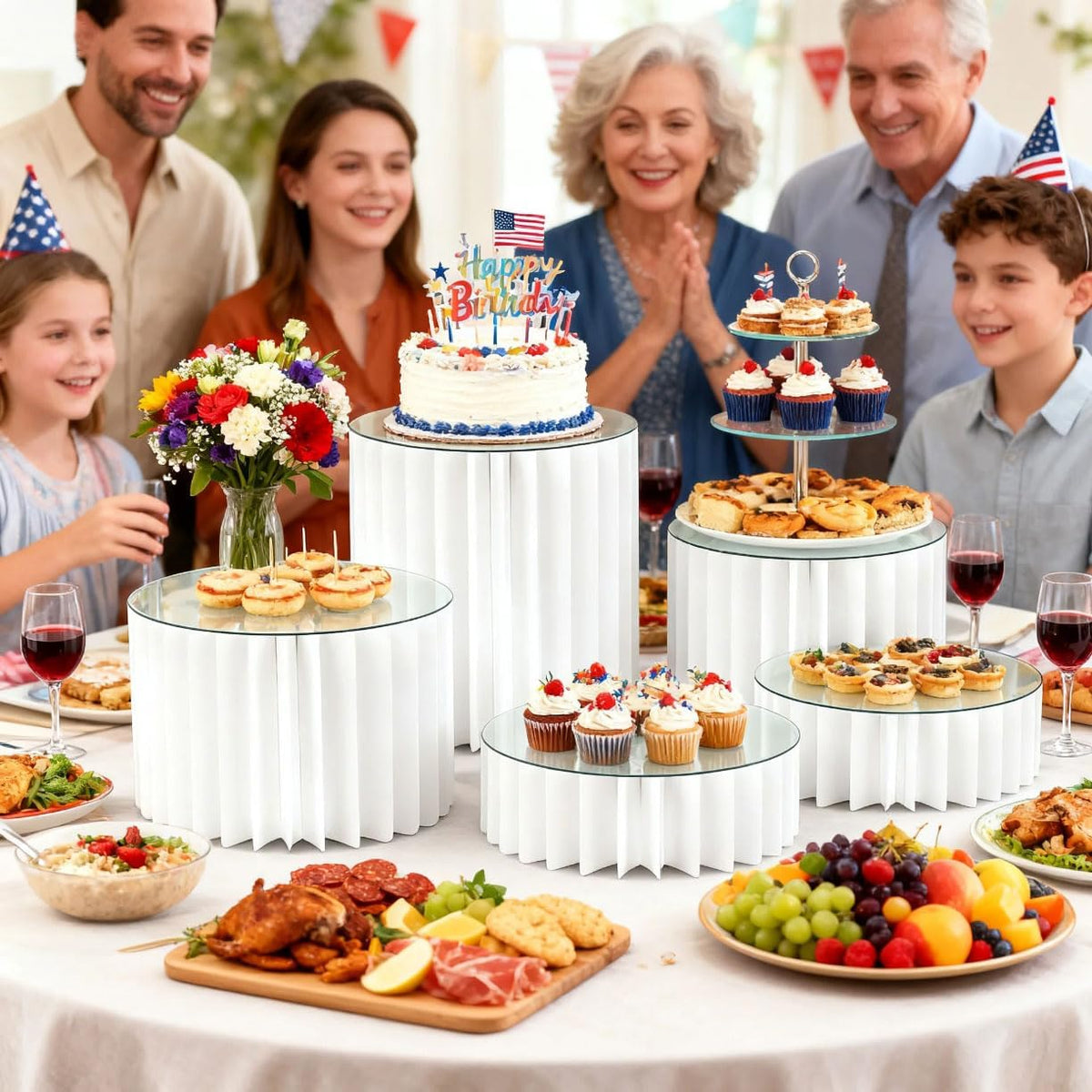 5 Pcs Buffet Risers Food Display Risers for Party Buffet Table, Dessert Table Display Set Cake and