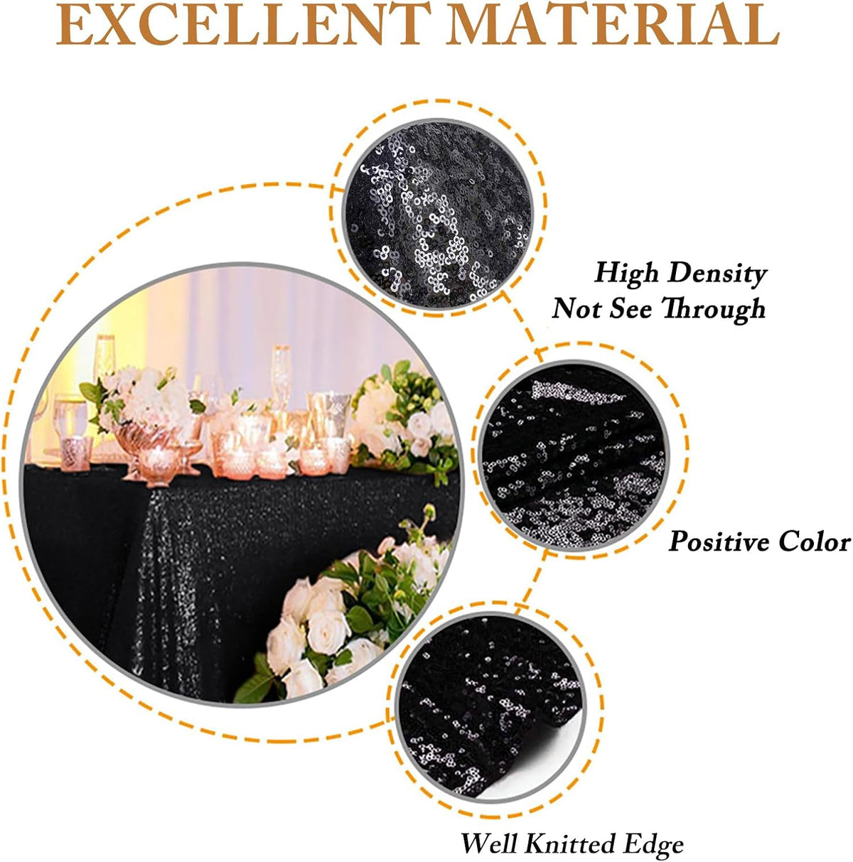 ShinyBeauty 2 Pack 72x72 Inch Black Sequin Tablecloths - Elegant Square Glitter Tablecloth Overlay