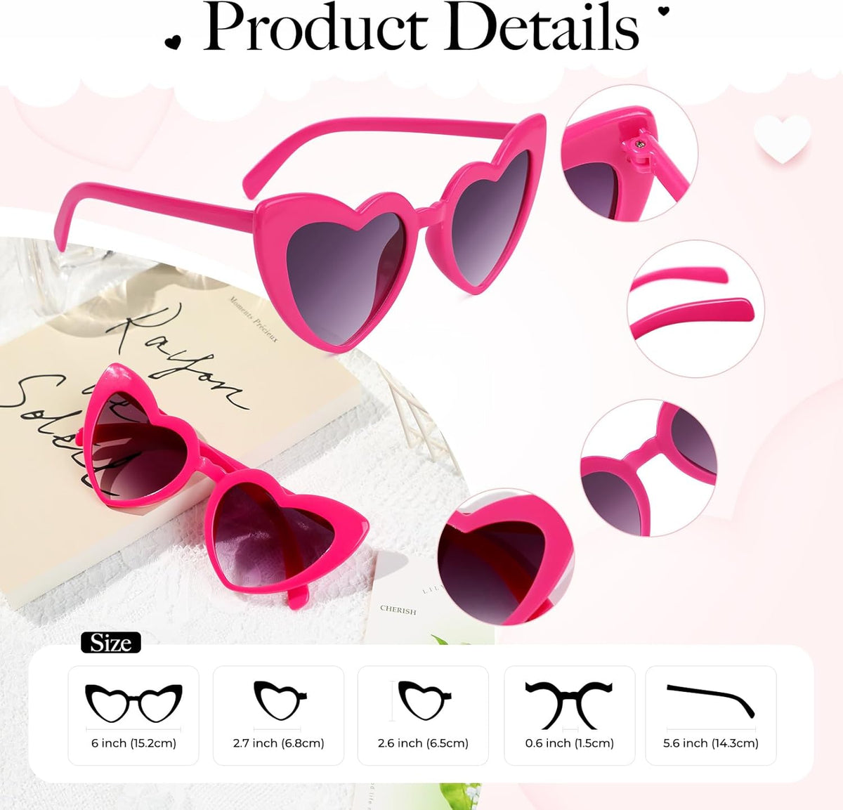 YOGFIT Heart Sunglasses for Women Fashion Classic Love Eye Protection Sunglasses Vintage Cute Heart