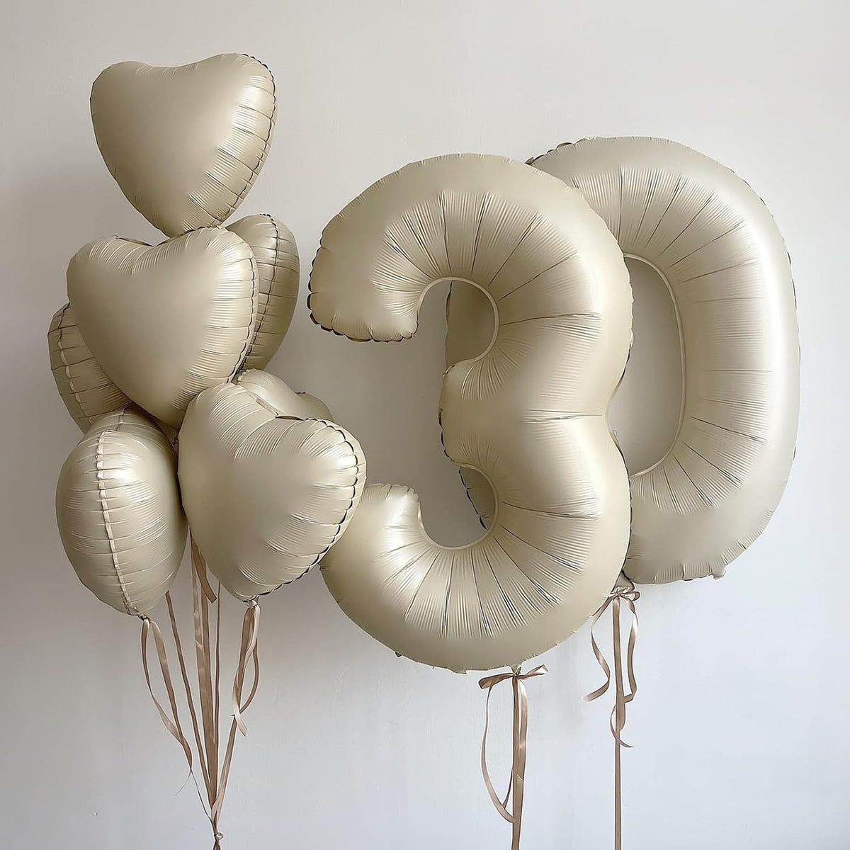 Pink White Heart Balloons,10Pcs Cream Baby Pink Foil Heart Shaped Balloons,18Inch Sand White Helium