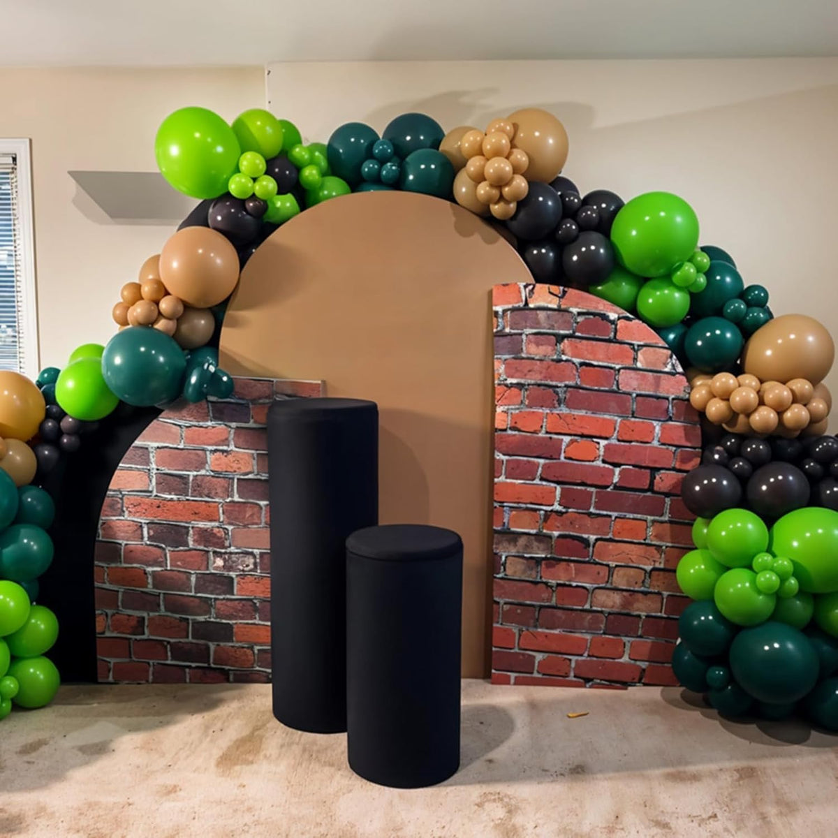 Green and Brown Balloons, 12 Inch Dark Green Black Metallic Green Gold Balloon with Star Foil