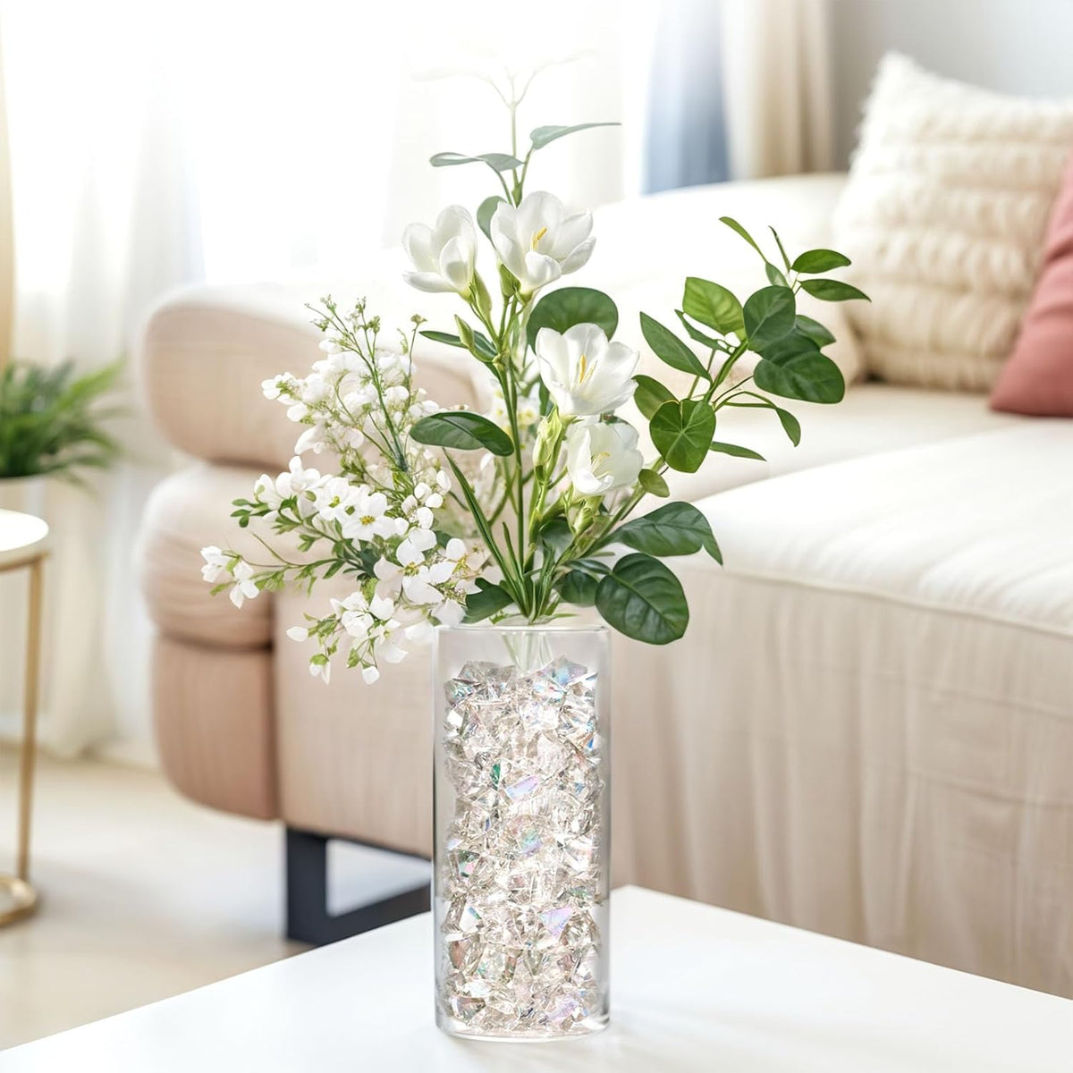 DomeStar Dazzling Fake Ice, 150PCS Sparkling Fake Diamonds, Iridescent Clear Gem Stones Vase