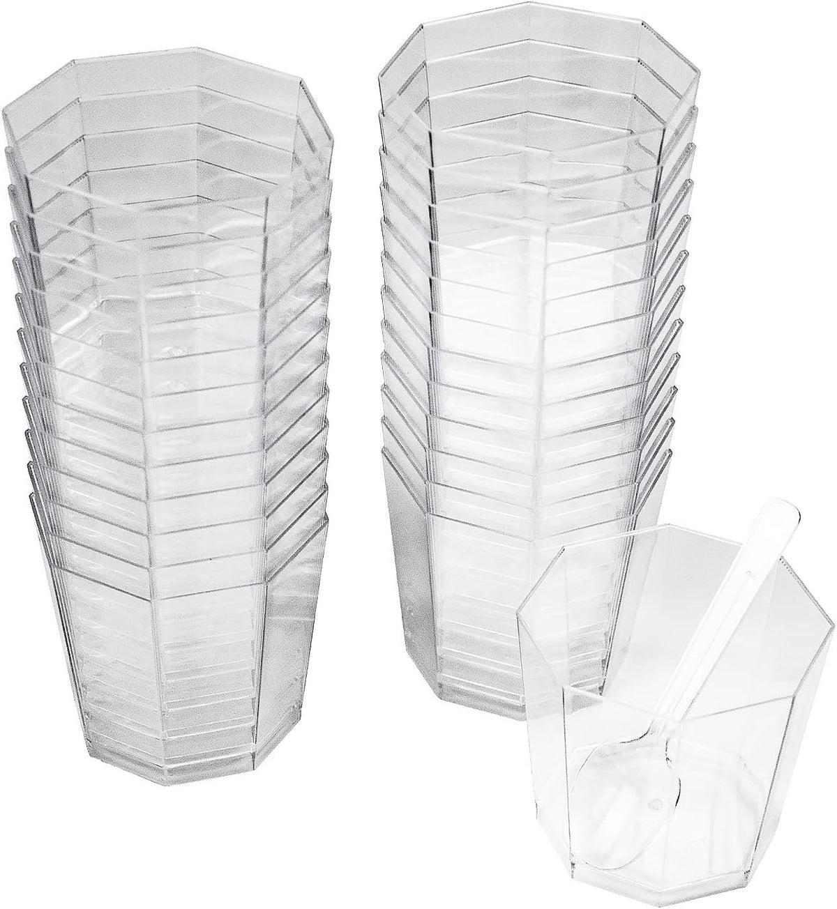 Foraineam 100 Pack 5.4 oz. Clear Plastic Dessert Cups with 100 Spoons Disposable Reusable Appetizer