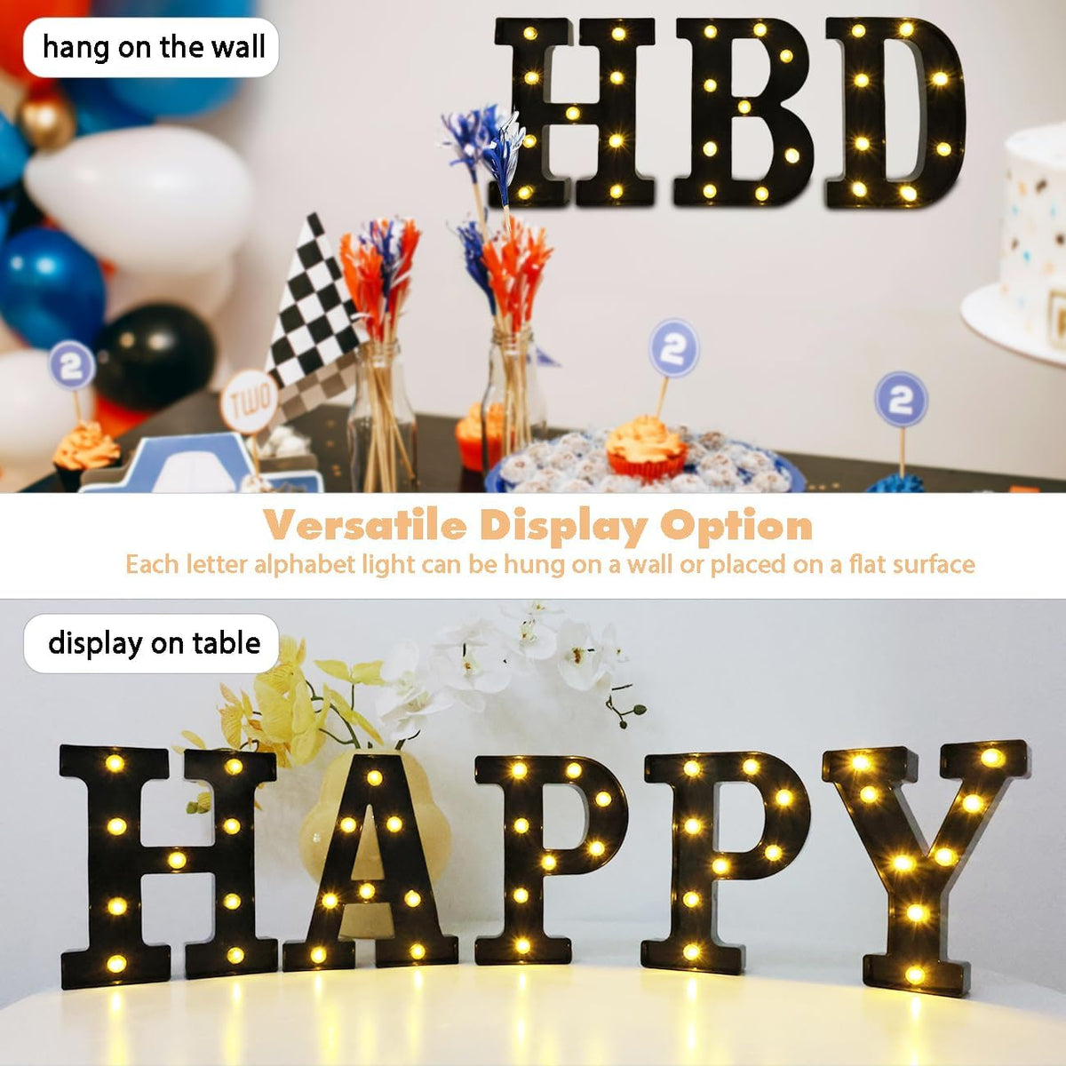 Led Marquee Letters, 8.58 Inch Black Light Up Letters, Small Led Letter Lights, Battery Powered