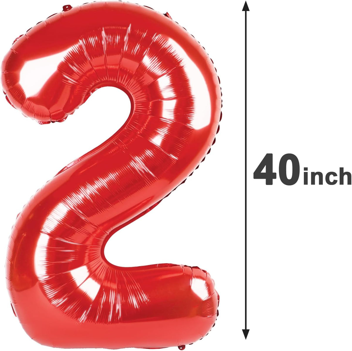 Number Balloon 40 Inch Red 2 Balloon, Number 2 Balloon Two Second 2nd Birthday Party Supplies, 12