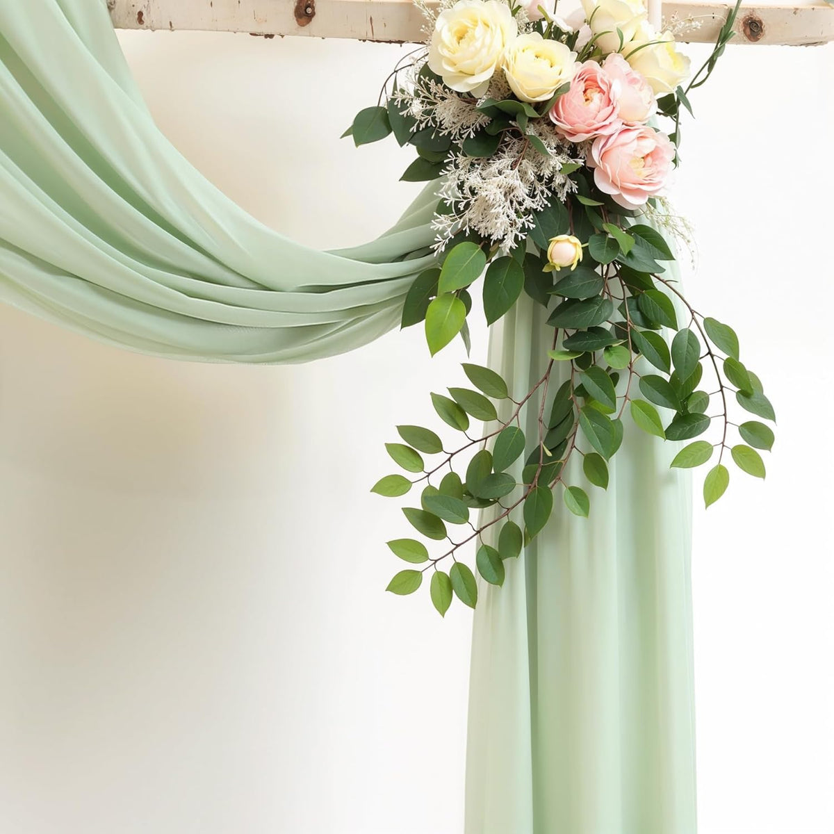 Wedding Arch Draping Fabric,1 Panel 18FT Sage Green Arch Backdrop Drapes Chiffon Fabric Drapes