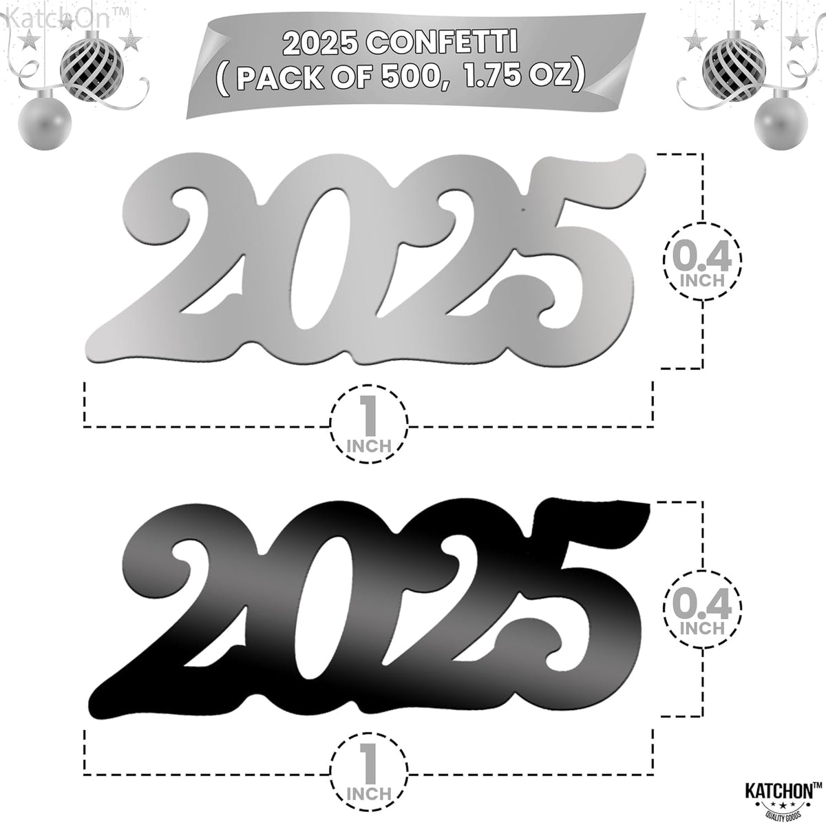 KatchOn, Black and Silver 2025 Confetti - Pack of 500 | Graduation Confetti 2025, Balck and Silver