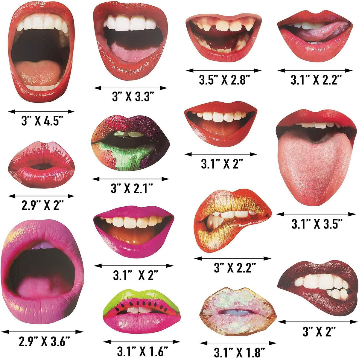 40pcs Party Photo Booth Props, Funny Lips Mouth Selfie Props Accessories with Stick for Halloween
