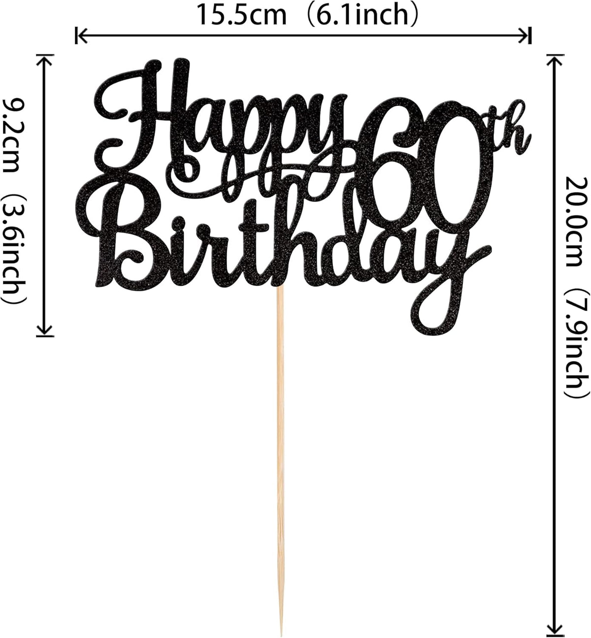 1 PCS Happy 60th Birthday Cake Topper Glitter Cheers to 60 Years Birthday Cake Pick 60 Fabulous