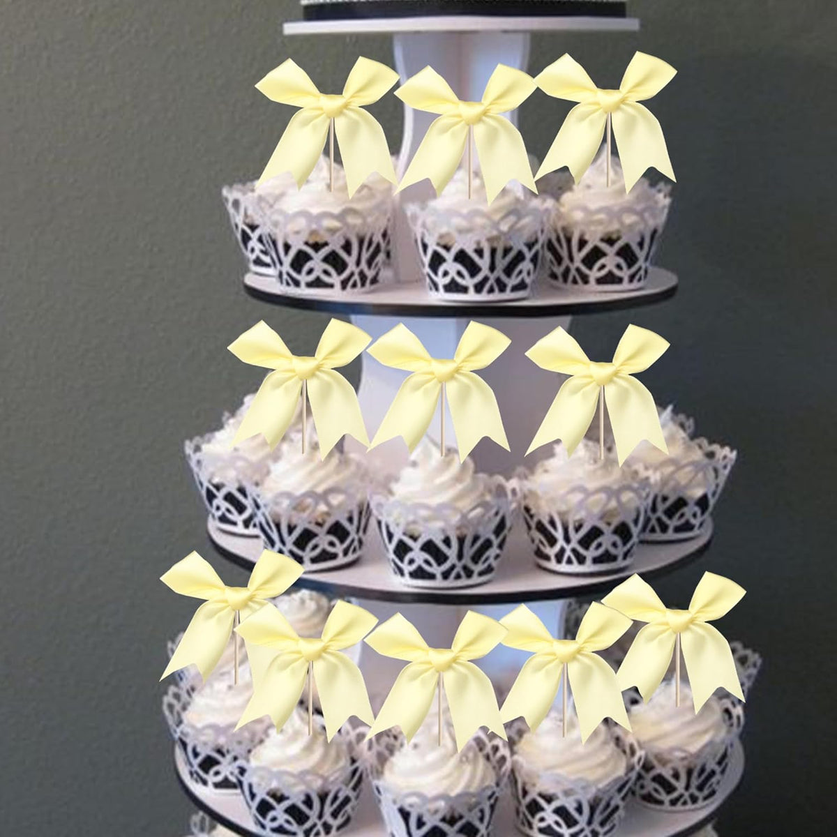 24 PCS Bow Cupcake Toppers Bow Cupcake Picks Bowknot Birthday Party Decorations Bowknot Cake