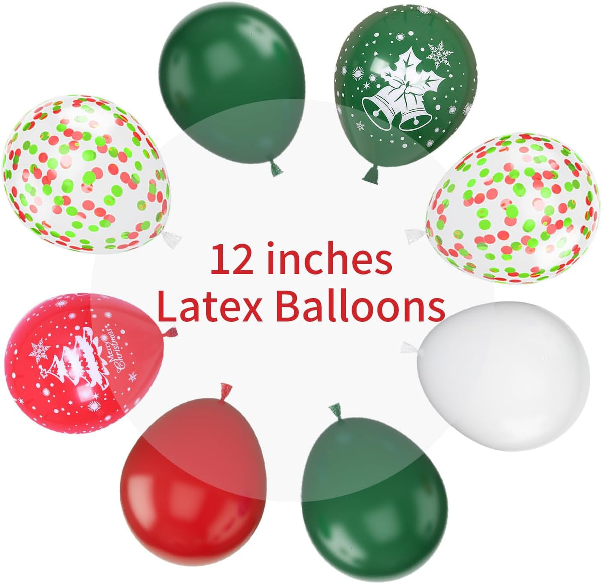 Christmas Balloons, 12 Inch Green Red White Xmax Balloons with Deer Christmas Tree Printed Balloons