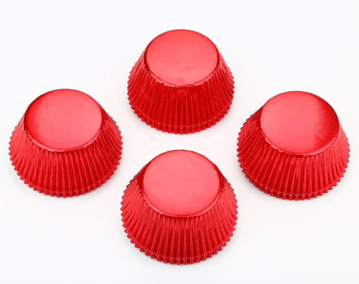 Gifbera Standard Red Foil Cupcake Liners Wrappers Baking Cups for Birthday Wedding Holiday Party