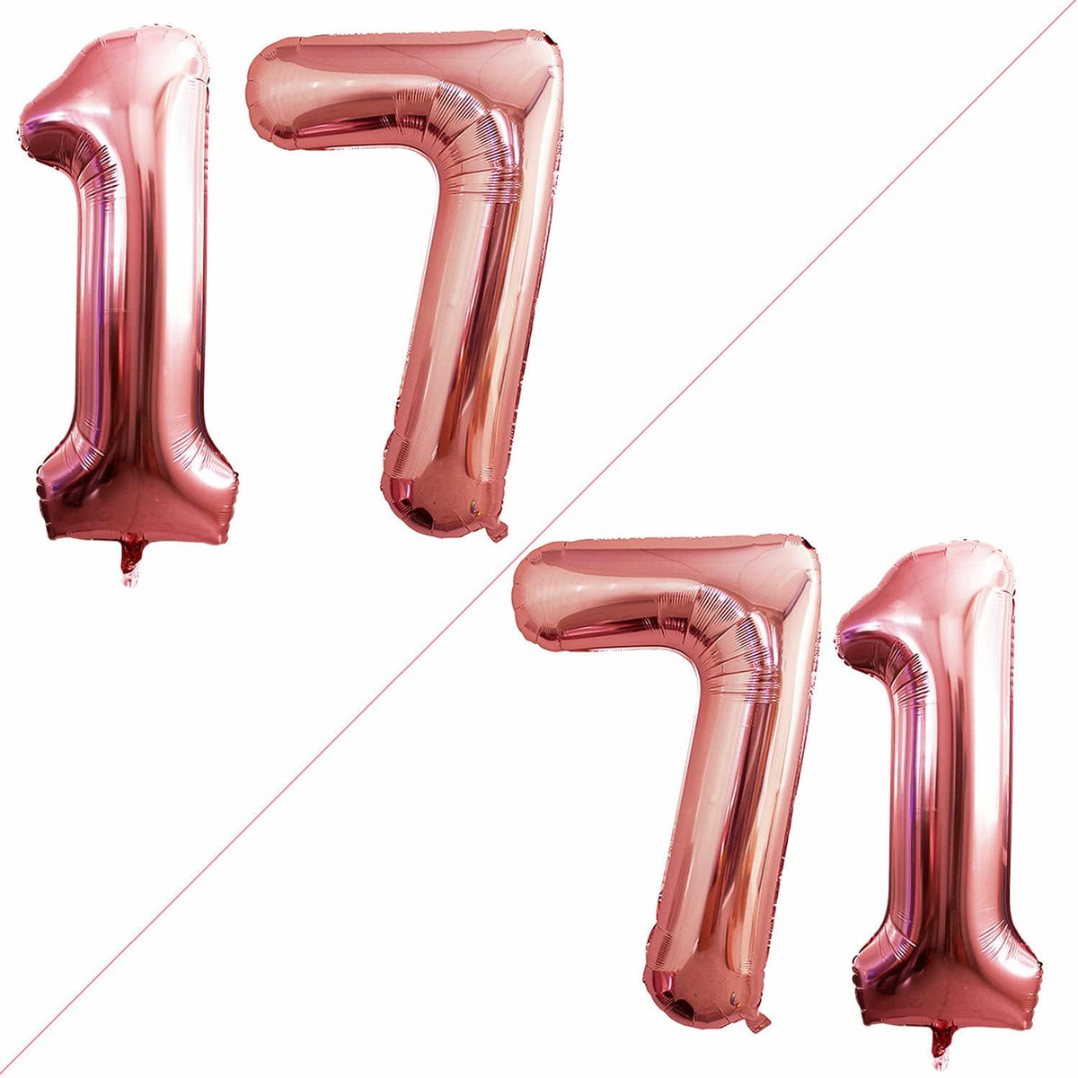 GOER Number 17 Balloons for 17th Birthday Sweet 17 Party Decorations,42 Inch Jumbo Foil Helium 71
