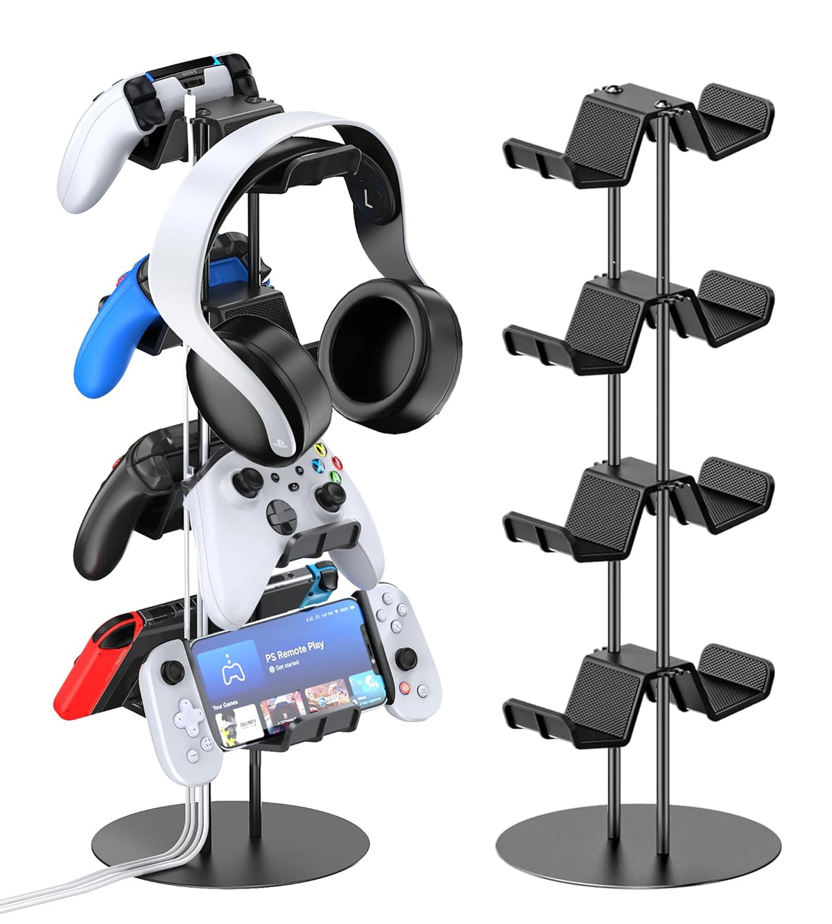 Kytok Controller Stand 4 Tiers with Cable Organizer for Desk, Universal Headphone Stand Compatible