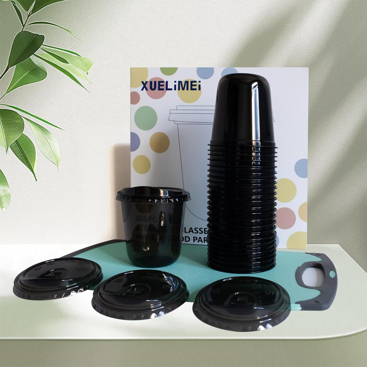 16oz Disposable Stemless Glasses With Strawless Sip Lids,PET Disposable Drinking Cups,Clear Plastic