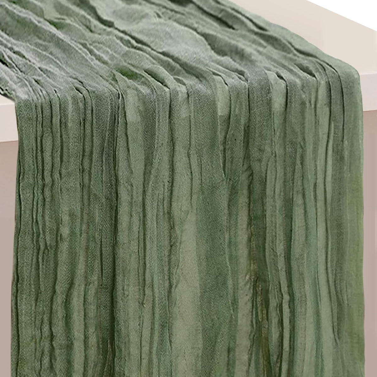 1 Pack Sage Green Cheesecloth Table Runner 35x120 Inch 10Ft Rustic Gauze Cheese Cloth Thanksgiving