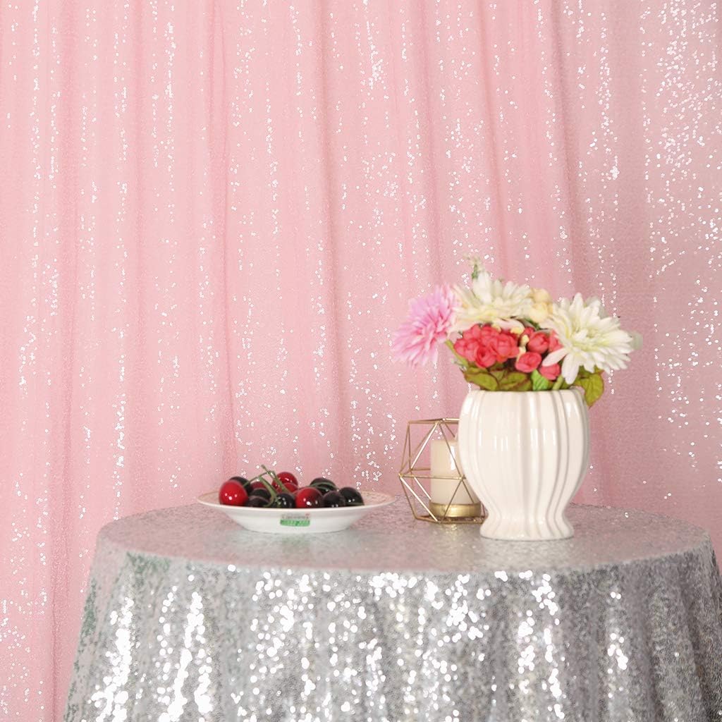 Eternal Beauty Pink Sequin Backdrop, 10x10 Ft Glitter Background Curtains for Shimmer Photography