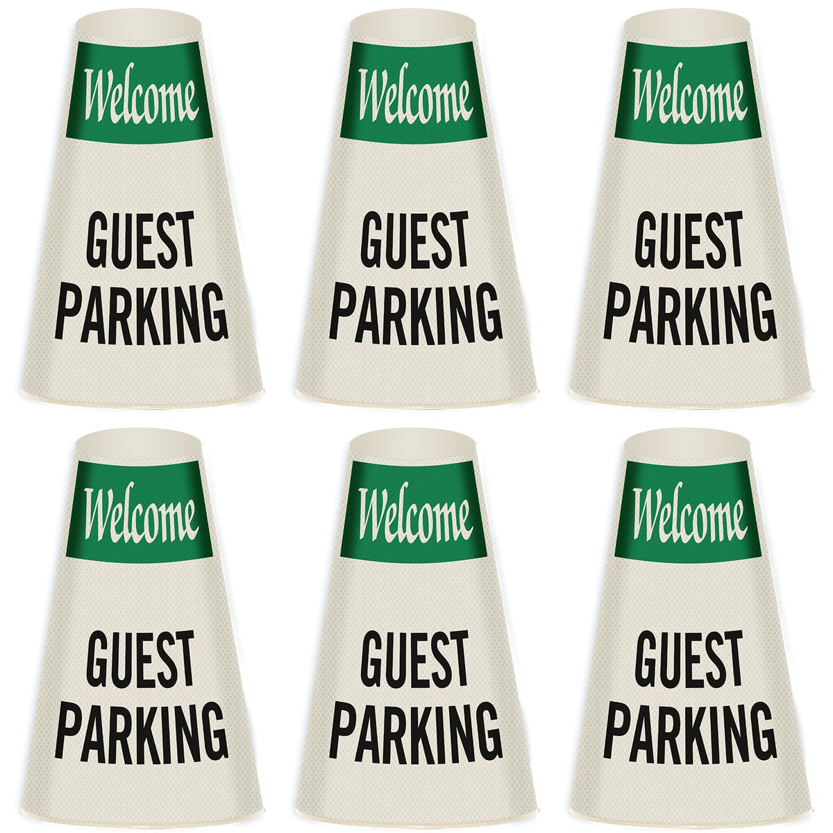SmartSign 6-Pack "Welcome - Guest Parking" Reflective Cone Message Sleeve Collar, 360-Degree