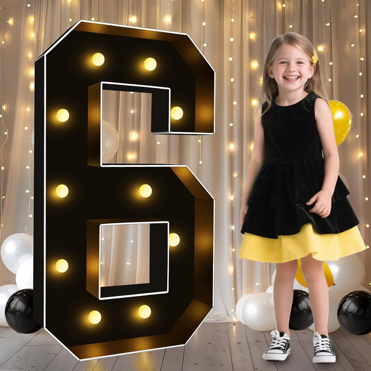 Pooqla 3FT Marquee Light Up Numbers, Black Lighted Party Decor for her him Women Men, Giant Mosaic