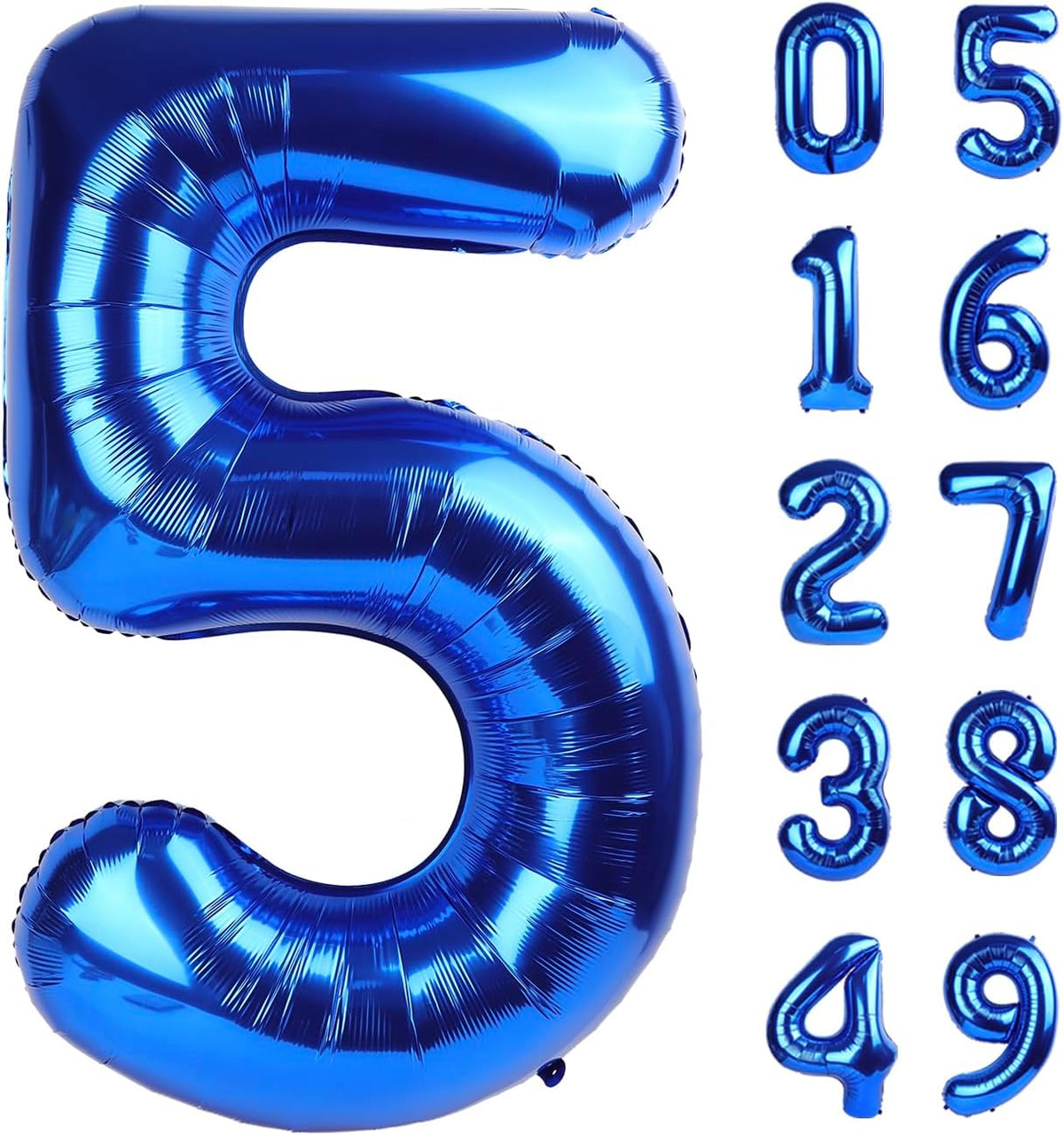 Big Mylar Navy Blue 5 Balloon 40 Inch, 5th Birthday Number Balloon Decorations, Men Boy 15 25 35 50