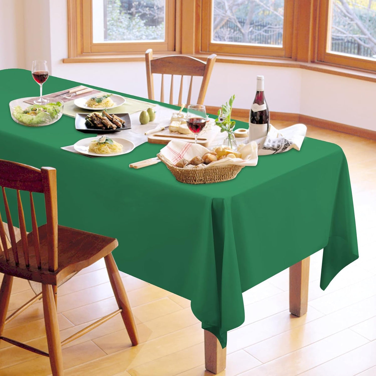12 Pack Green Tablecloths for Rectangle Tables 60 x 126 Inch Polyester Tablecloth 8 Foot Rectangle