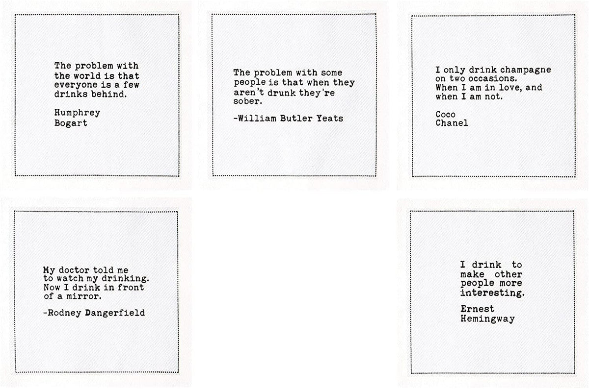 Five Star Napkins Drinking Quotes, White Cotton Cocktail Napkins, Beverage Napkins, Bar Napkins